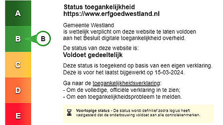 Status toegankelijkheidslabel van Erfgoed Westland. Volg de link voor de volledige toegankelijkheidsverklaring.