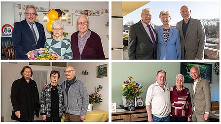 fotocollage van jubilea bezoeken in februari